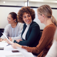Group of businesswomen collaborating