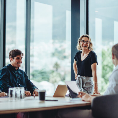 Businesspeople having a group discussion