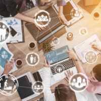 Modern graphic interface showing professional employee hiring