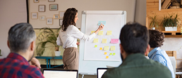 Woman running a training course