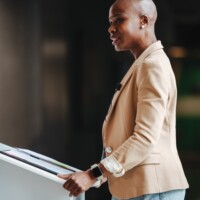 Woman delivering a business speech