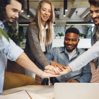 Business team celebrate corporate victory